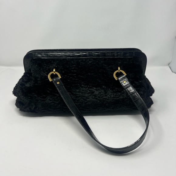 Kate Spade Vintage Lamb's Wool Black Bag With Leather Handles - Picture 16 of 16